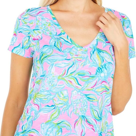 Lilly Pulitzer Tops - Lilly Pulitzer | Etta V-Neck |  Pelican Pink Off The Scales | EUC | S / M